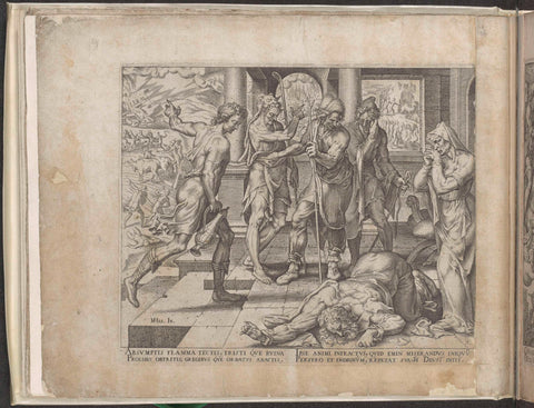 Job hears the bad news of messengers, Philips Galle, 1563 Canvas Print