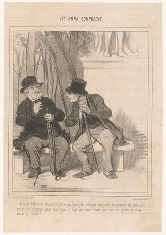 Two old men talk about politics, Honoré Daumier, 1846 Canvas Print