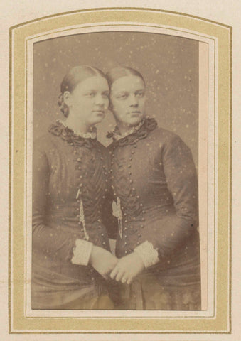 Portrait of two women in dresses, possibly twins, anonymous, c. 1860 - c. 1900 Canvas Print