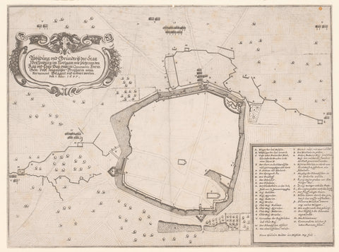 Map of Weissenburg during the siege of 1647, Hanns Wilhelm Reutter von Blofeldt, in or after 1647 Canvas Print