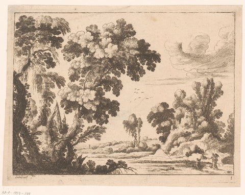 Landschap met Tobias en de vis, Nicolas Cochin (attributed to), Nicolas Cochin, 1620 - 1686 Canvas Print