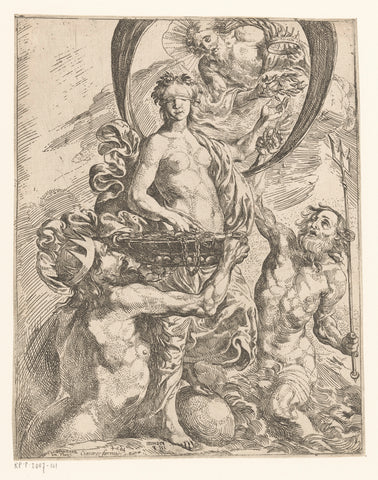 Fortuna crowned by Jupiter, with Pluto and Neptune, Pierre Brebiette, 1624 Canvas Print