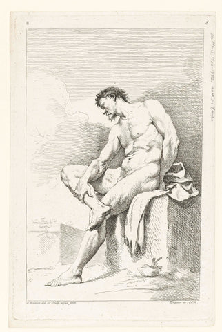 Study of a male nude, Charles Joseph Natoire, 1715 - 1772 Canvas Print