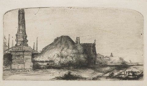 Cottage and Boundary Post on the Spaarndammerdijk, Rembrandt van Rijn, c. 1650 Canvas Print