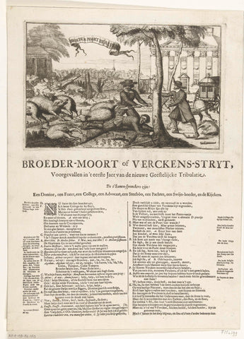 Broedermoord of varkensstrijd te Alphen, ca. 1687, anonymous, 1687 Canvas Print