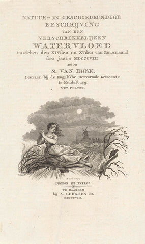 Title page for: S. van Hoek 'Natuur- en Geschiedkundige Beschrijving van den verschrikkelijken Watervloed', 1808, Reinier Vinkeles (I), 1808 Canvas Print