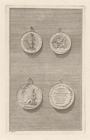 The front and back of two tokens of Leiden University, Noah van der Meer (I), 1754 - 1769 Canvas Print