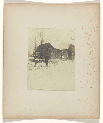 Jan C. Schüller standing in front of a restaurant ('lunch tent'), Meramec Highlands during the World's Fair in St. Louis (Louisiana Purchase Exposition), 1904, unknown, 1904 Canvas Print