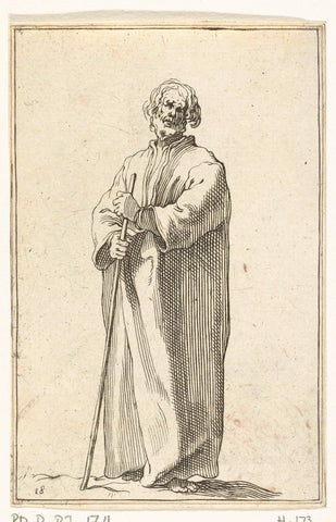 Old farmer with long coat, Frederick Bloemaert, after 1635 - 1669 Canvas Print