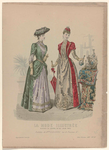 La Mode Illustrée, 1889, No. 37 : Toilettes de Mme. Gradoz (...), Huard, 1889 Canvas Print