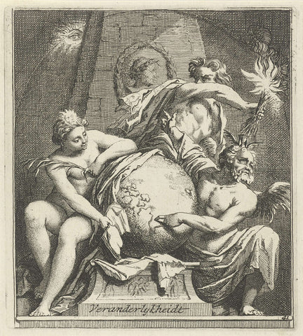 Allegory on the variability, Arnold Houbraken, 1710 - 1719 Canvas Print