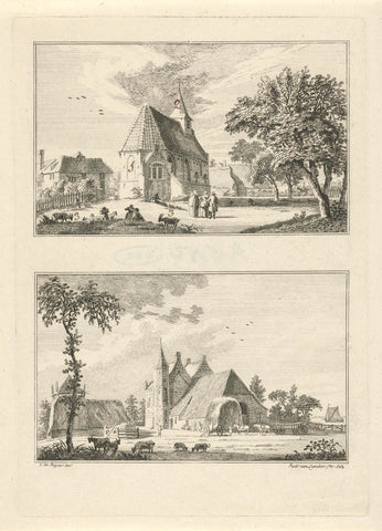 Chapel in Loo and the House loowaerd, Paulus van Liender, 1762 Canvas Print