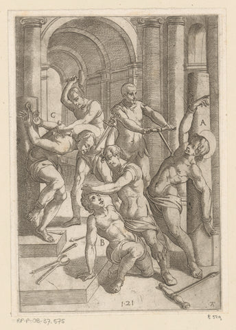 Torture with dagger and dowsing rod, Antonio Tempesta, 1565 - 1630 Canvas Print