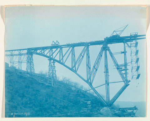 Construction of viaur viaduct in France by Societé de Construction des Battignolles, 18 January 1901, anonymous, 1901 Canvas Print