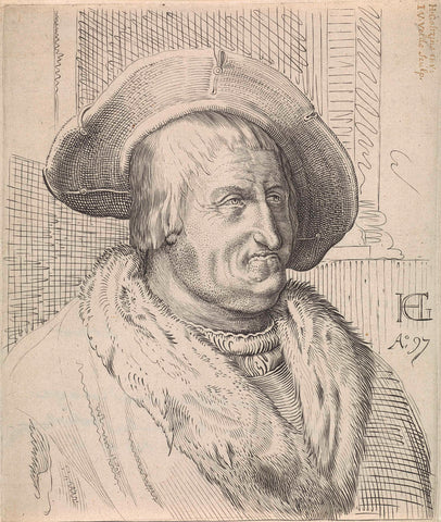 Portrait of an old man with a hat, anonymous, 1597 - 1652 Canvas Print