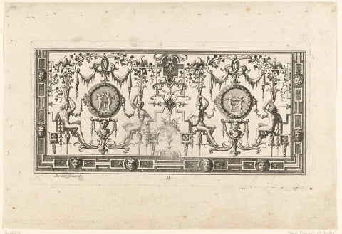 Modern grotesques with cherubim in leaf wreaths, Moritz Bodenehr, 1675 - 1748 Canvas Print