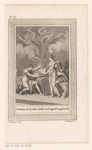 Epimetheus opens Pandora's box, Pierre Audouin, 1801 Canvas Print