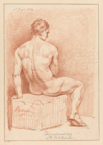 Sitting male nude, seen on the back (3rd prize 1769), Anthony Andriessen, 1769 Canvas Print