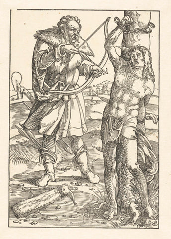 Sebastiaan wordt beschoten met pijlen door beul, Hans Baldung Grien, 1505 - 1507 Canvas Print