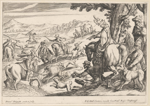 Hunting of wild boar and deer, Antonio Tempesta, 1600 - 1620 Canvas Print