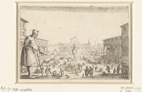 Beggar at Piazza della Santissima Annunziata in Florence, Jacques Callot, 1621 Canvas Print