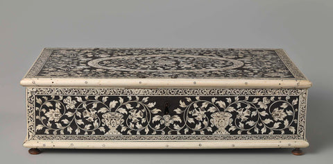 Ebony writing box, inlaid with ivory, anonymous, c. 1720 - c. 1730 Canvas Print