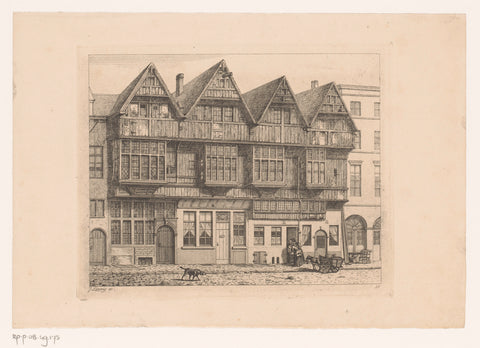 Wooden facades on Sint-Walburgisplein in Antwerp, Jean Théodore Joseph Linnig, 1868 Canvas Print