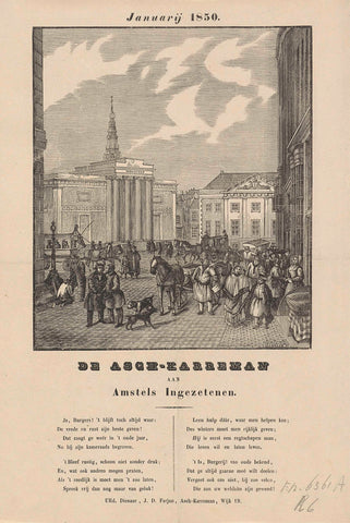 New Year's wish of the Amsterdam ash cartmen for the year 1850, Dirk Wijbrand Tollenaar, 1849 - 1850 Canvas Print