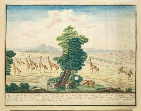 Giraffe-hunt near the Orange River in the vicinity of the Augrabies Falls on the Orange River, Robert Jacob Gordon, 1778 - 1779 Canvas Print