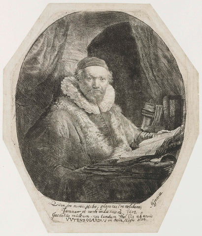 Jan Uytenbogaert, preacher of the Remonstrants, Rembrandt van Rijn, 1635 Canvas Print