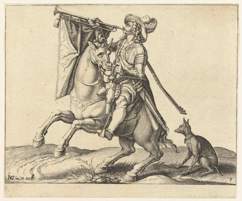 Trompetter on horseback, Jacob de Gheyn (II) (workshop of), 1640 Canvas Print