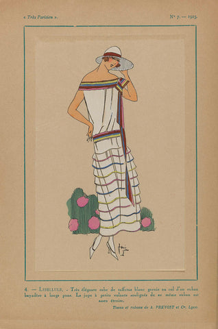 Très Parisien, 1923, No 7: 4.- LIBELLULE. - Very elegant dress of taffetas..., anonymous, 1923 Canvas Print