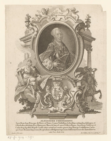 Portret van Alexander Ferdinand, Fürst von Thurn & Taxis, Johann Esaias Nilson, 1731 - 1788 Canvas Print