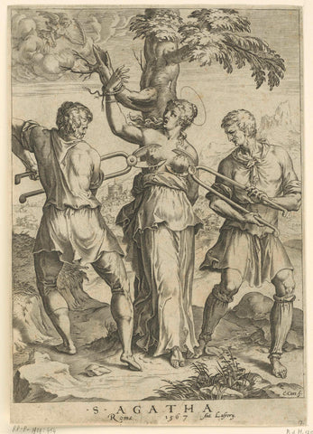 Torture of St. Agatha, Cornelis Cort, 1567 Canvas Print