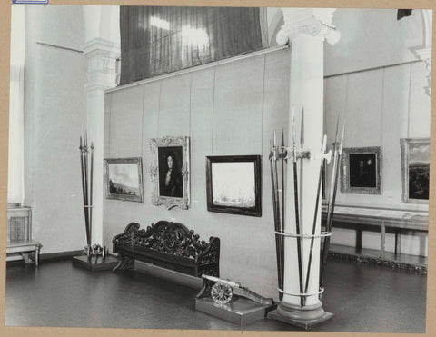 Room 113 seen to the southeast with hellbearables, paintings and two models of cannons, 1963 Canvas Print