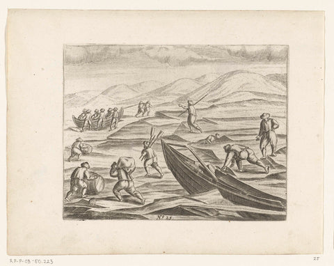 The crushed sloop is unloaded, 1597, anonymous, 1615 - 1617 Canvas Print