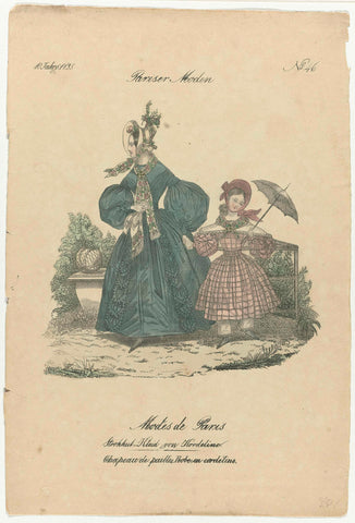 Paris fashions, Modes de Paris, 1835, No. 46 : Straw hat dress (...), anonymous, 1835 Canvas Print