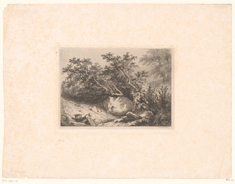 Landscape with river and washerwoman, Eugène Bléry, 1843 Canvas Print