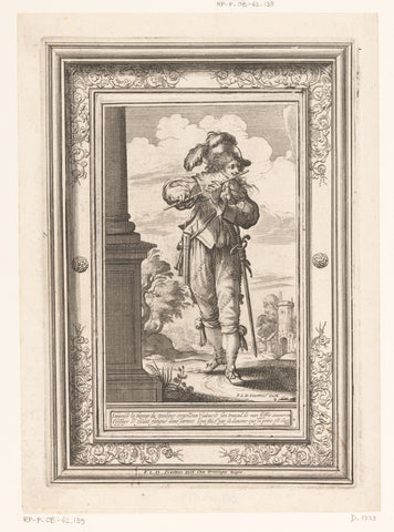 Flute player, dressed according to the fashion of ca. 1630, Abraham Bosse, 1639 Canvas Print