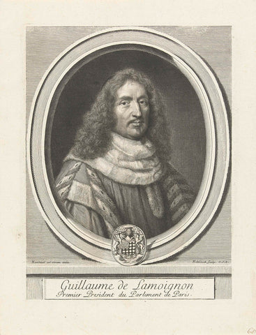 Portrait of Guillaume de Lamoignon, Gerard Edelinck, 1666 - 1707 Canvas Print