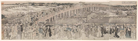 View: Enjoying the Evening Breeze at the Ryogoku Bridge, Toyokuni (II) , Utagawa, 1811 Canvas Print