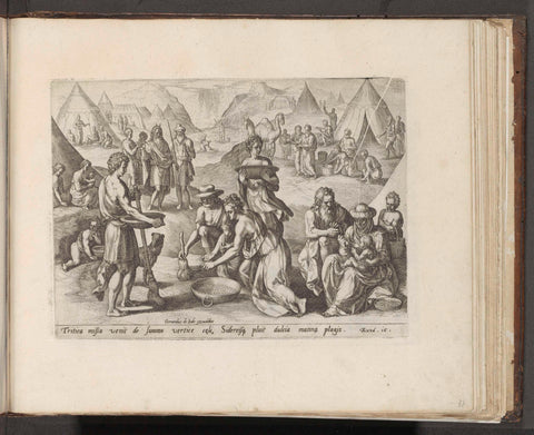 Collecting of the manna, Johann Sadeler (I), 1579 Canvas Print