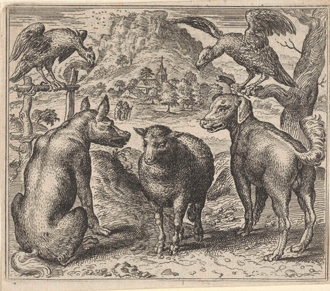 Fable of the wolf and his lawsuit against the sheep, Aegidius Sadeler, 1608 Canvas Print