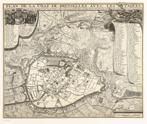 Failed siege of Brussels by the French, 1708, Jacobus Harrewijn, 1708 - 1709 Canvas Print