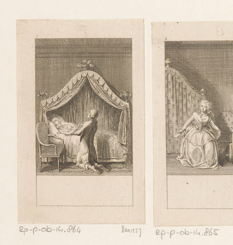 Walstein aan het bed van Caroline, Daniel Nikolaus Chodowiecki, 1786 Canvas Print