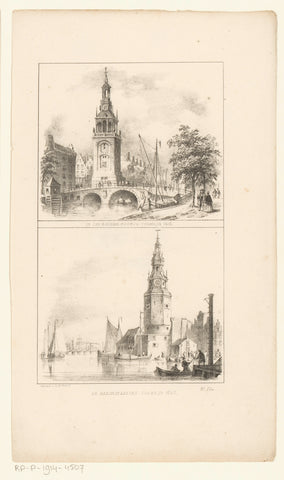 Jan Roodenpoortstoren and Haringpakkerstoren in Amsterdam, Johannes Hilverdink (possibly), Ruurt de Vries, 1844 Canvas Print