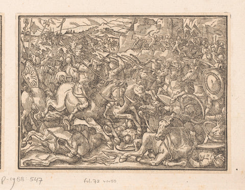 Placidus defeats the Gadarenes, anonymous, 1574 Canvas Print