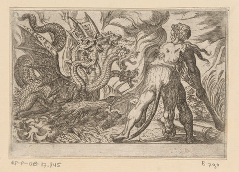 Hercules in battle with the hydra of Lerna, Antonio Tempesta, 1608 Canvas Print