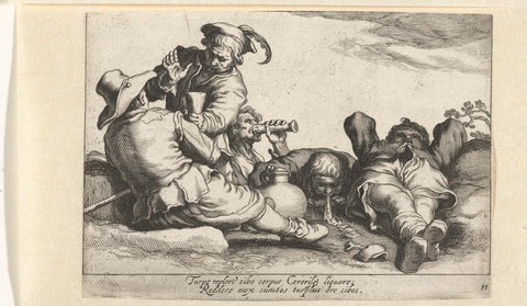 Drinking company, Cornelis Bloemaert (II), after c. 1625 Canvas Print