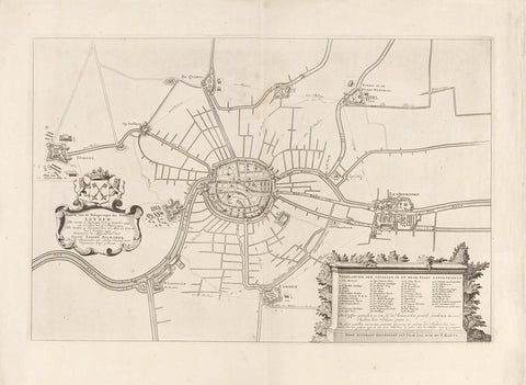 Map of the siege of Leiden, 1573-1574, Jan Stemmers, in or after 1717 Canvas Print